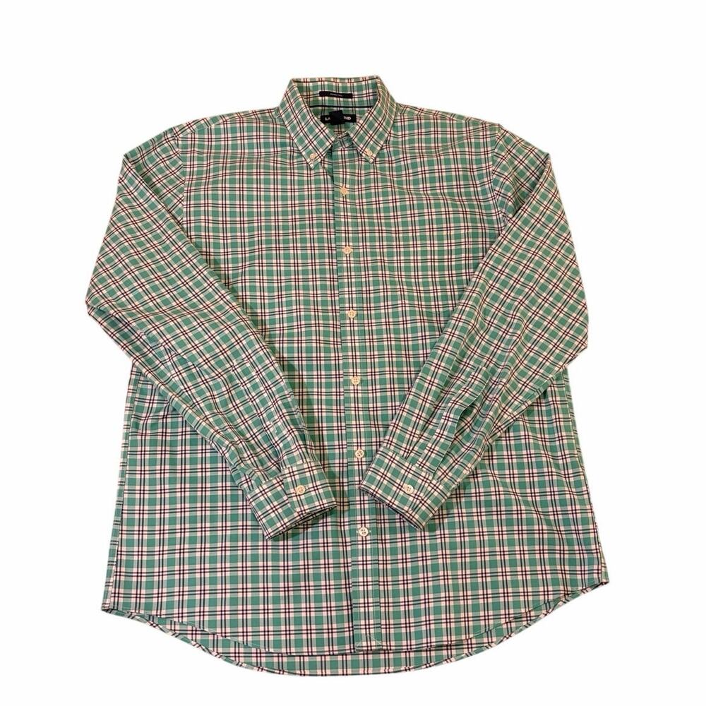 Lands’ End L 16-16.5 Tailored Fit Plaid Dress Shirt